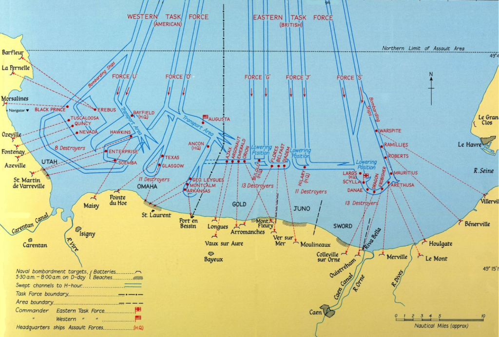 D-Day Beaches and Bombardments via Wikipedia